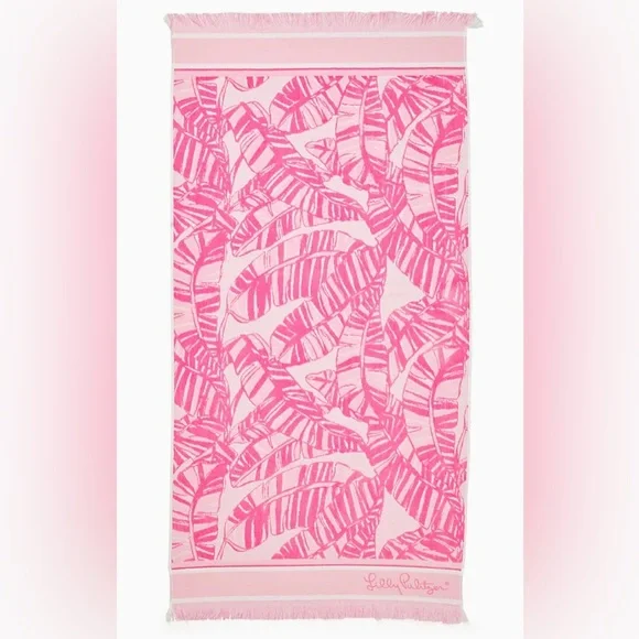 Lilly Pulitzer Jacquard Beach Towel Let’s Go Bananas Conch Shell Pink - Picture 5 of 5